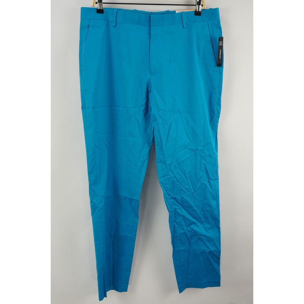 New I.N.C. Vibrant Turquoise Blue Flat Front Dress Pants Men's 33 x 30‎ Tapered
